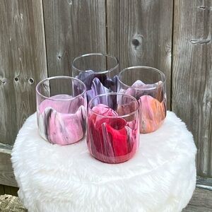Stunning Colourful Swirl Design 4 Glass Set
